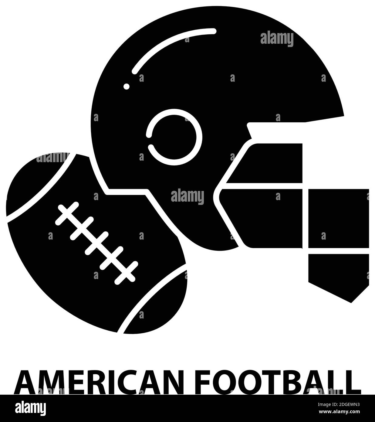 american football icon, black vector sign with editable strokes