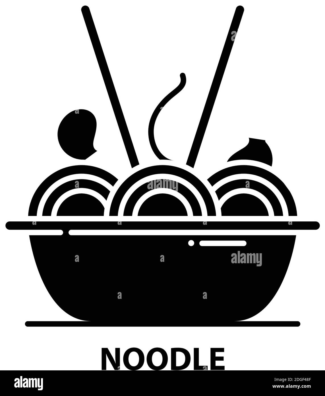 noodle icon, black vector sign with editable strokes, concept illustration Stock Vector