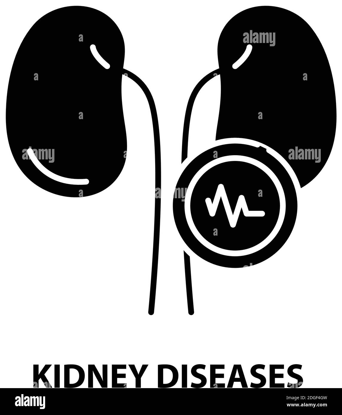 kidney diseases icon, black vector sign with editable strokes, concept illustration Stock Vector