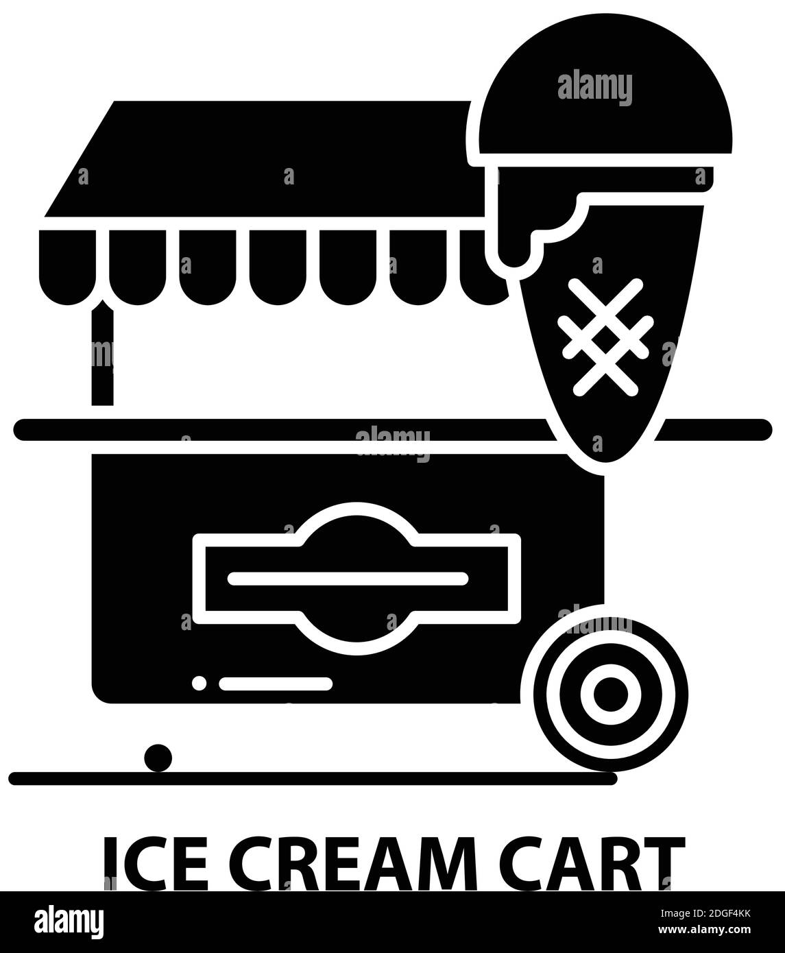 ice cream cart icon, black vector sign with editable strokes, concept illustration Stock Vector