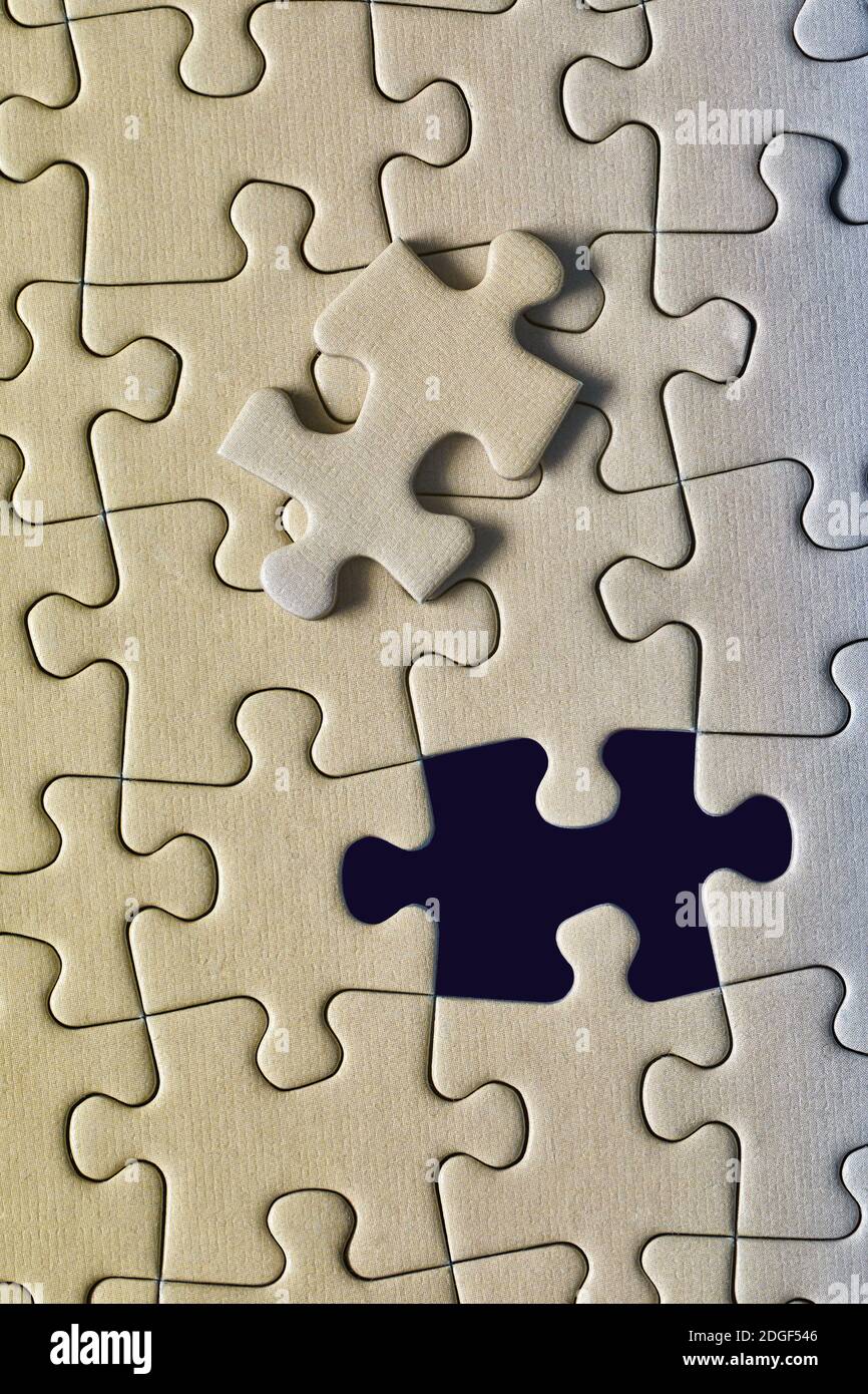 Jigsaw puzzle background, almost done Stock Photo