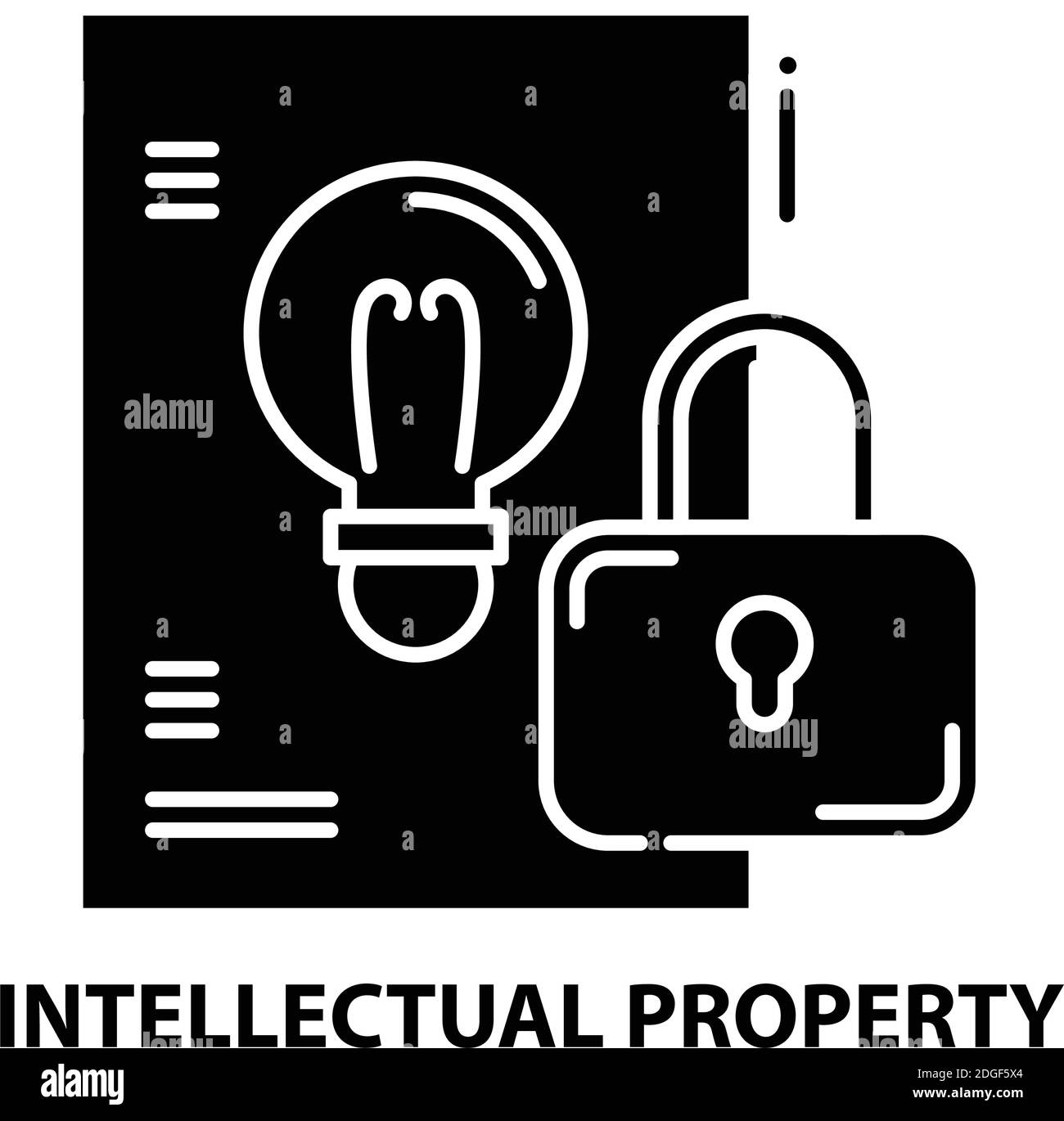 intellectual property icon, black vector sign with editable strokes, concept illustration Stock Vector