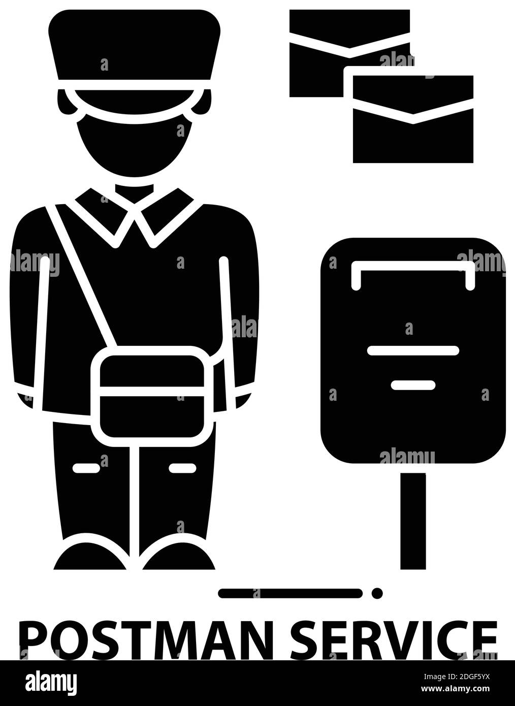 postman service icon, black vector sign with editable strokes, concept ...