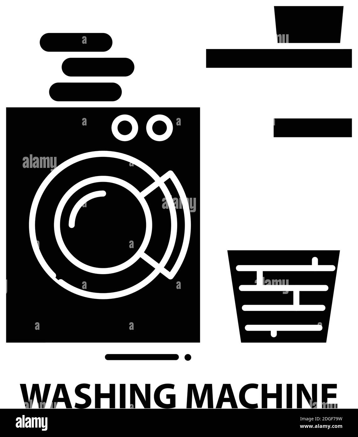 washing machine symbol icon, black vector sign with editable strokes, concept illustration Stock Vector