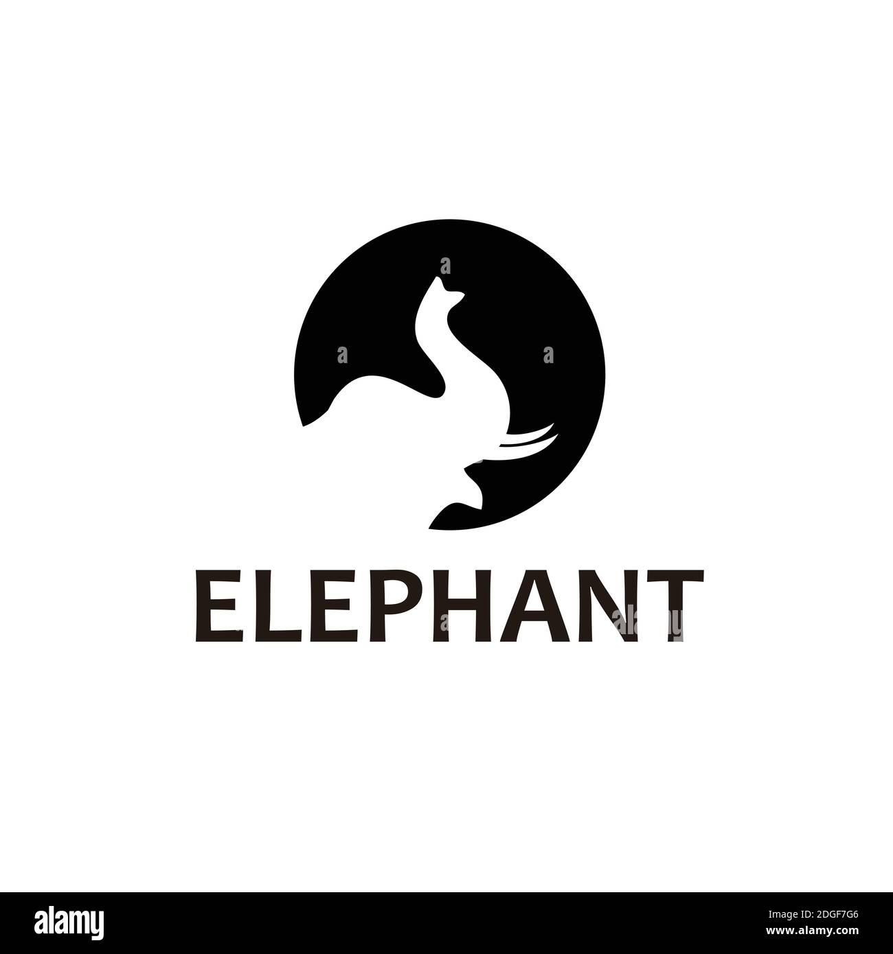 Circle Head Elephant Logo Designs Stock Vector