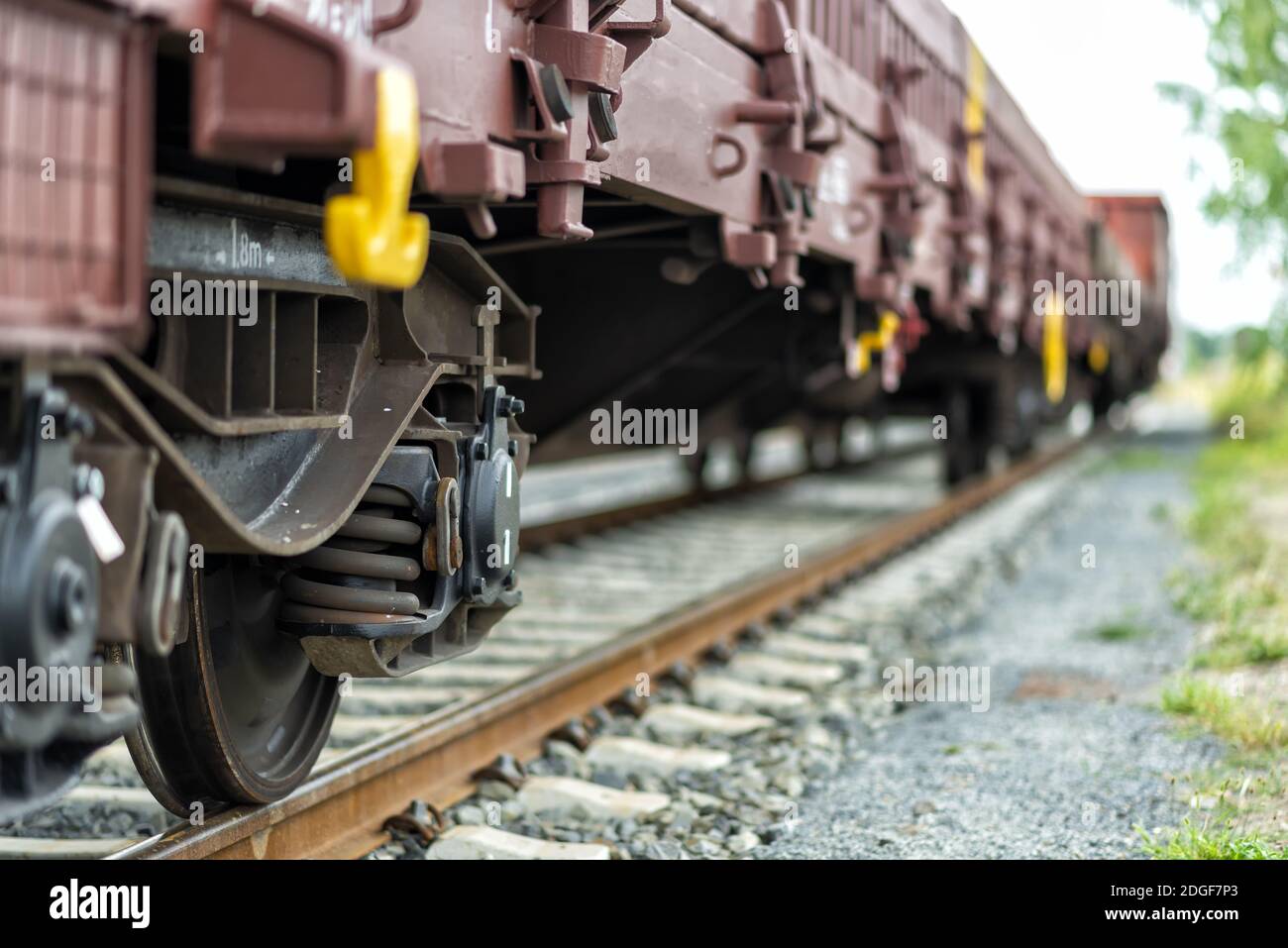 Freight train at a shunt yard Stock Photo