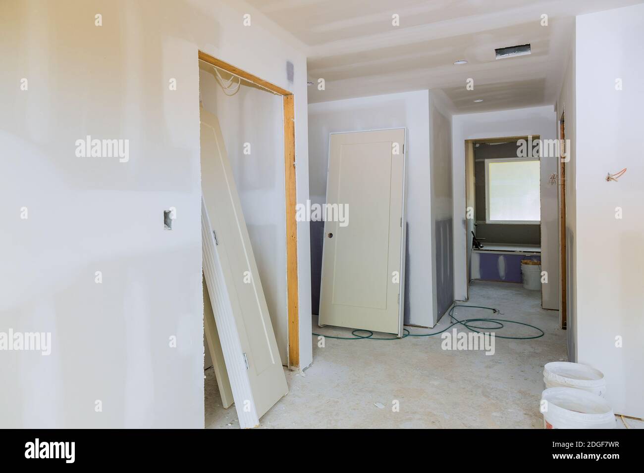Picture of New home installing material for repairs in an apartment is under ...