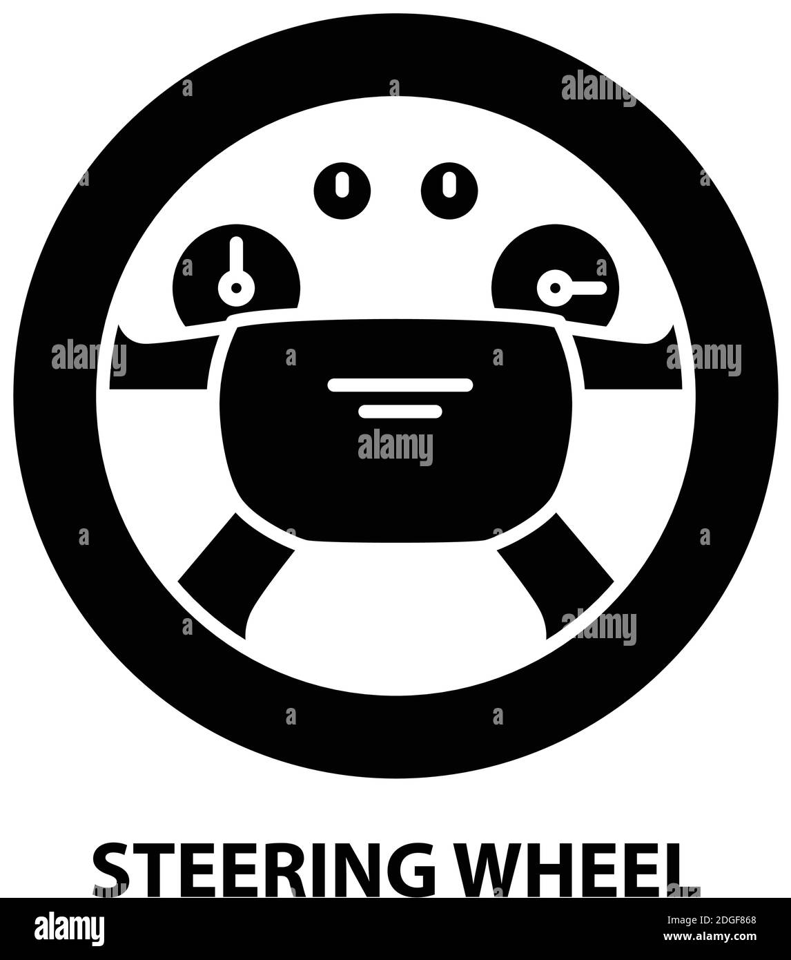 steering wheel symbol icon, black vector sign with editable strokes