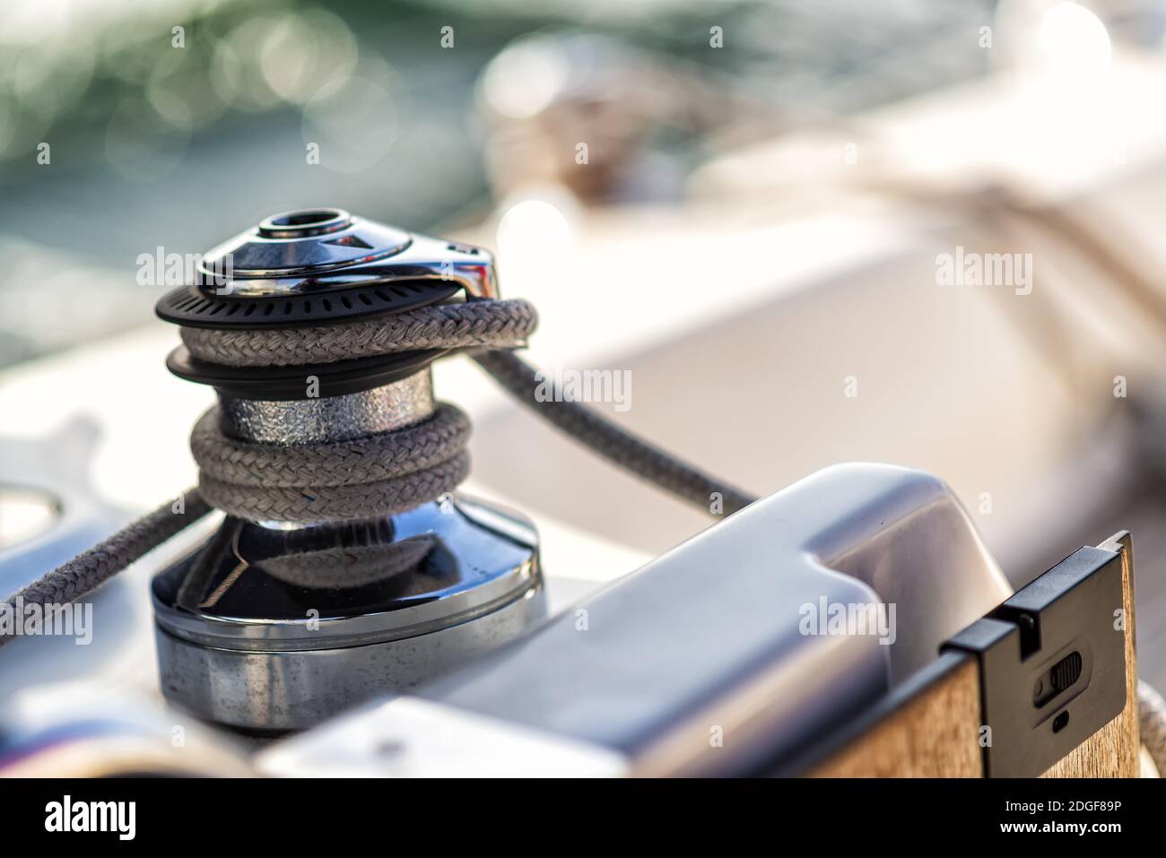 Winch on a sailing yacht Stock Photo