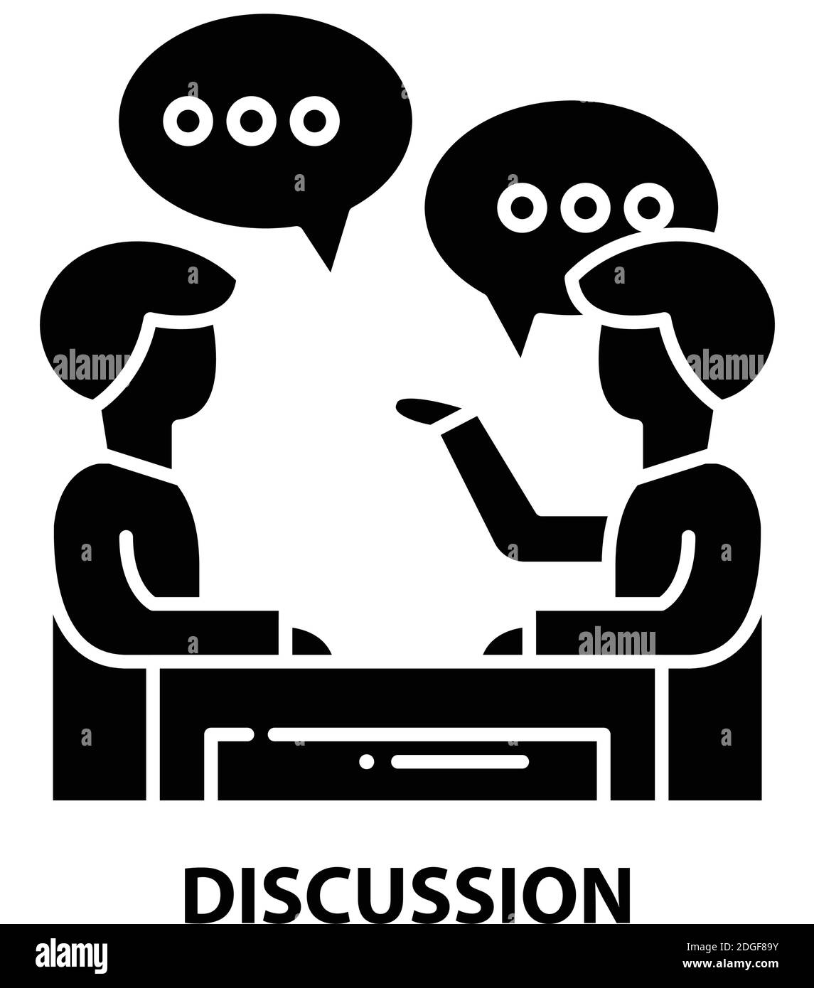 discussion symbol icon, black vector sign with editable strokes ...