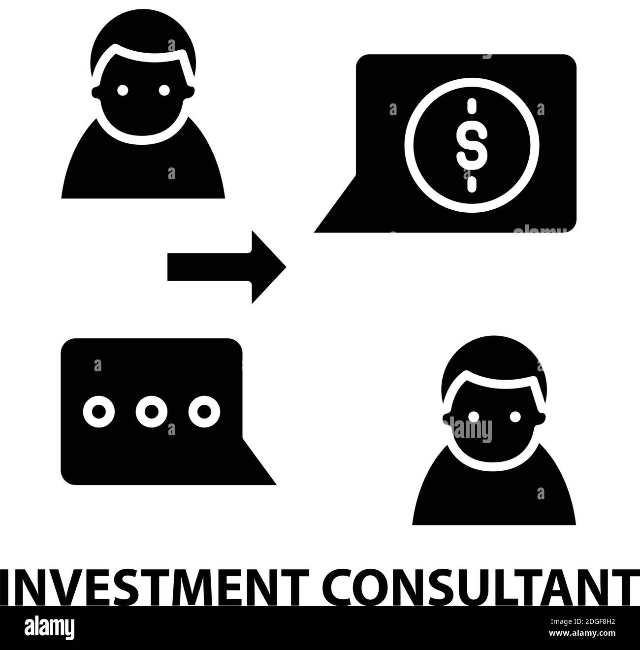 investment consultant icon, black vector sign with editable strokes