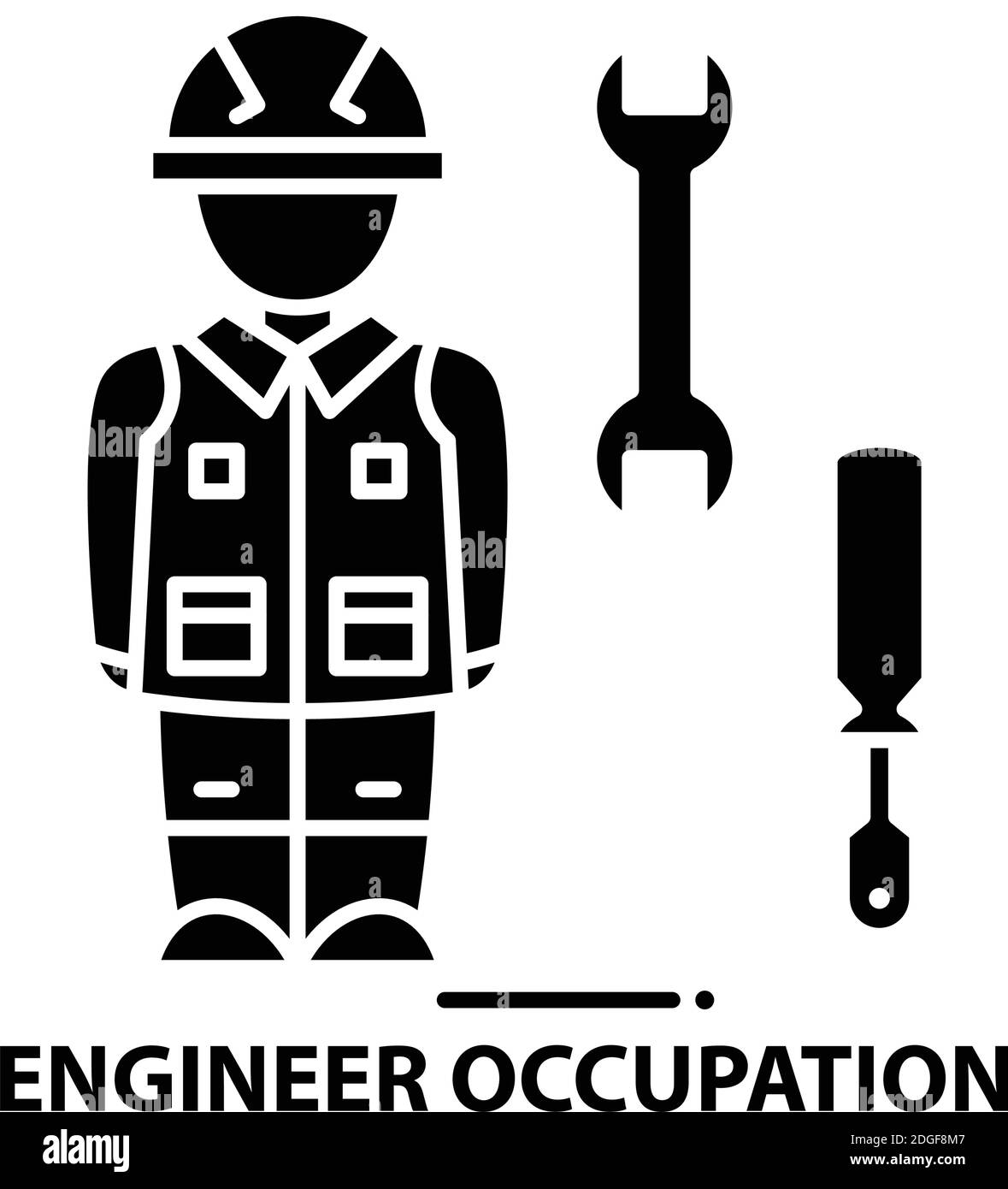 engineer occupation icon, black vector sign with editable strokes ...