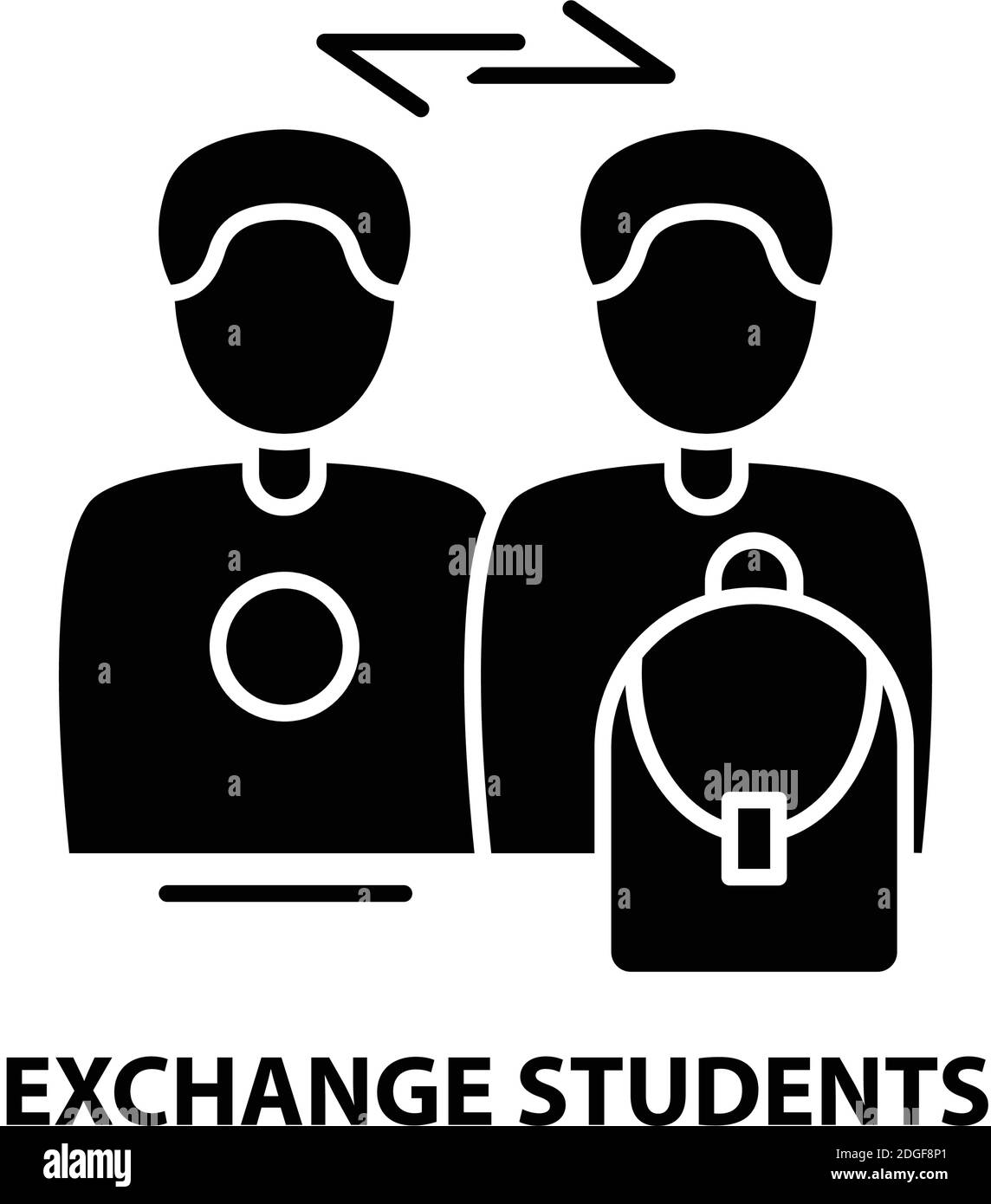 exchange students icon, black vector sign with editable strokes, concept illustration Stock Vector