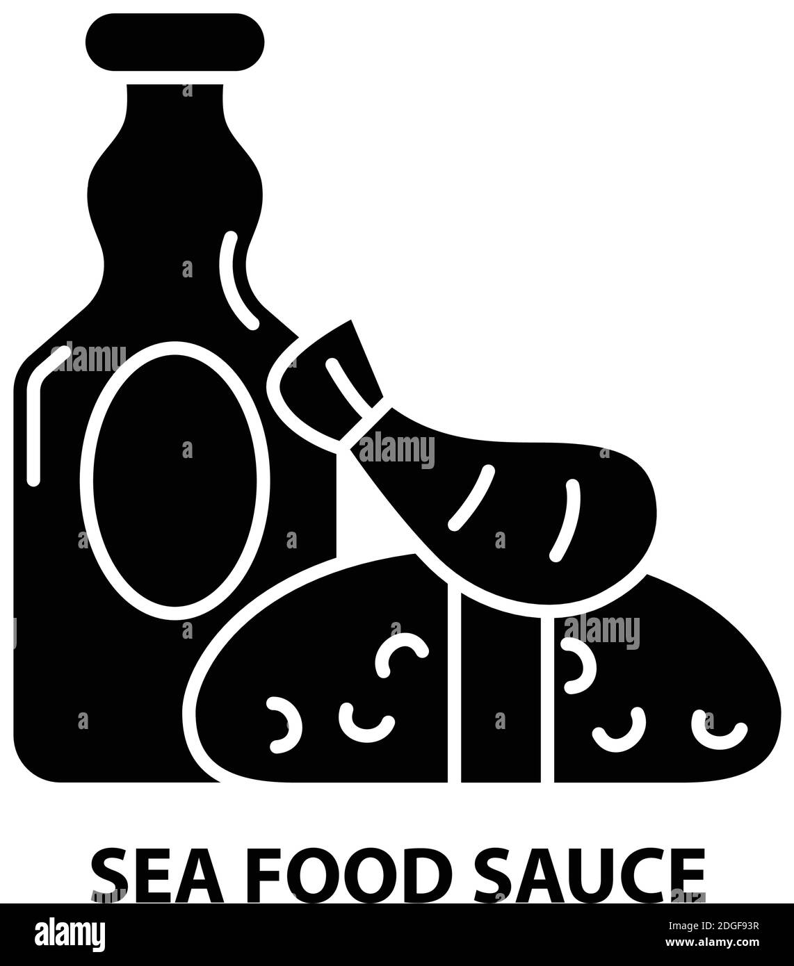 sea food sauce icon, black vector sign with editable strokes, concept illustration Stock Vector