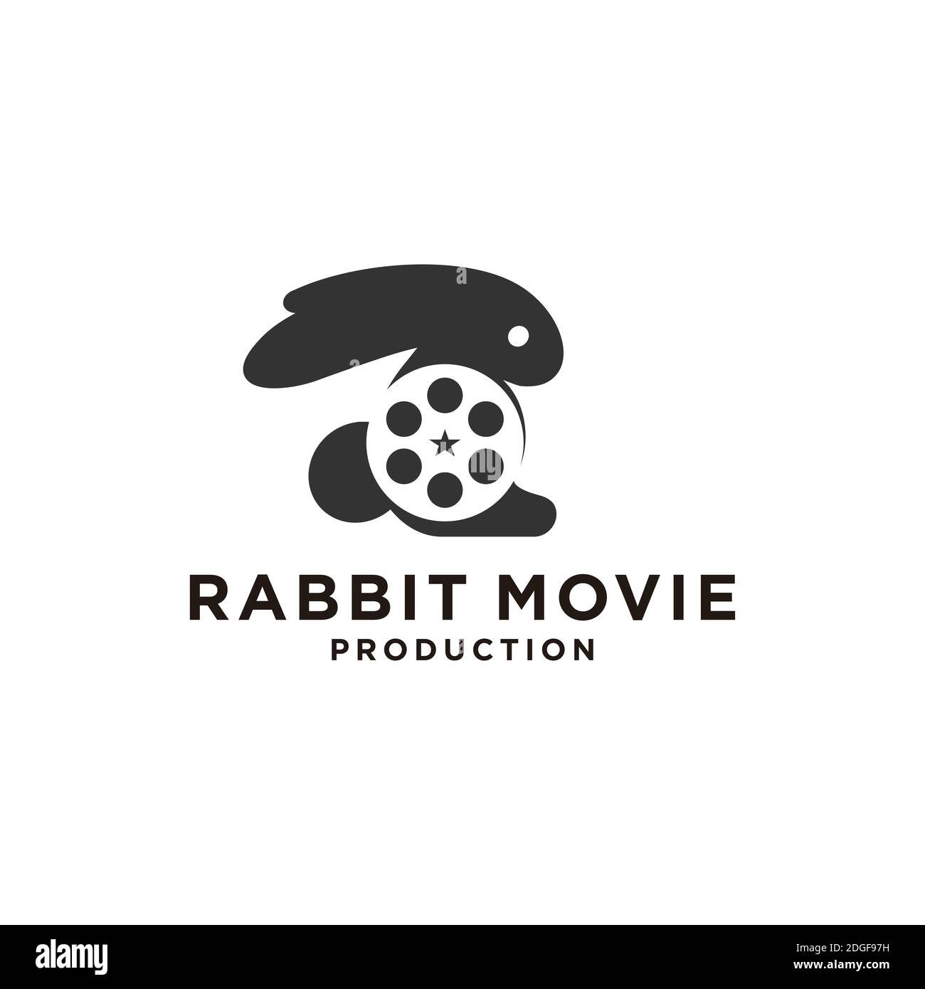 creative logo rabbit movie symbol design Stock Vector