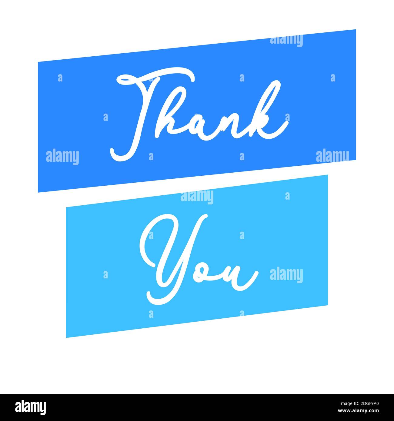 The word Thank you Typographical Background illustration on white background with blue elements. Stock Photo