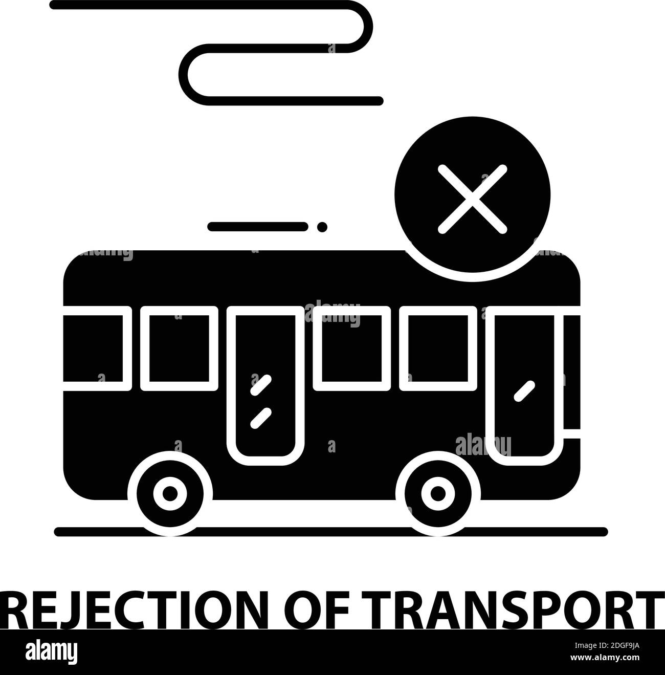 rejection of transport icon, black vector sign with editable strokes, concept illustration Stock Vector