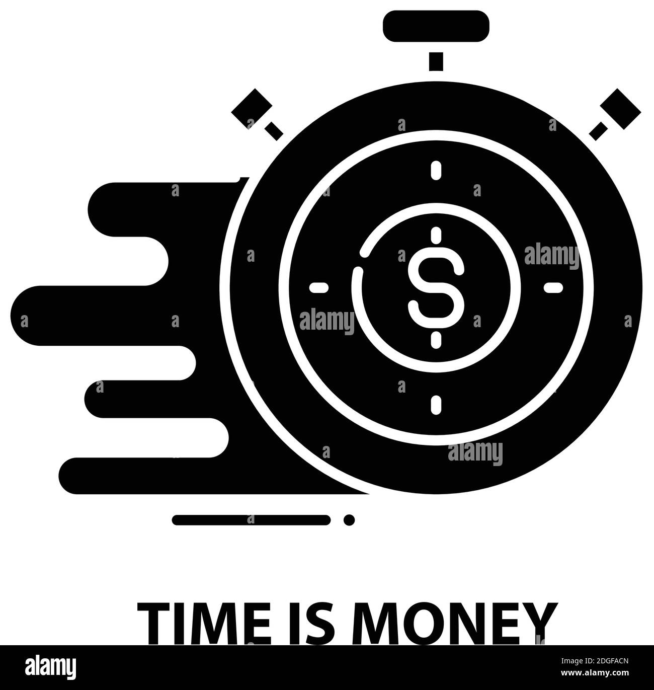 time is money symbol icon, black vector sign with editable strokes, concept illustration Stock