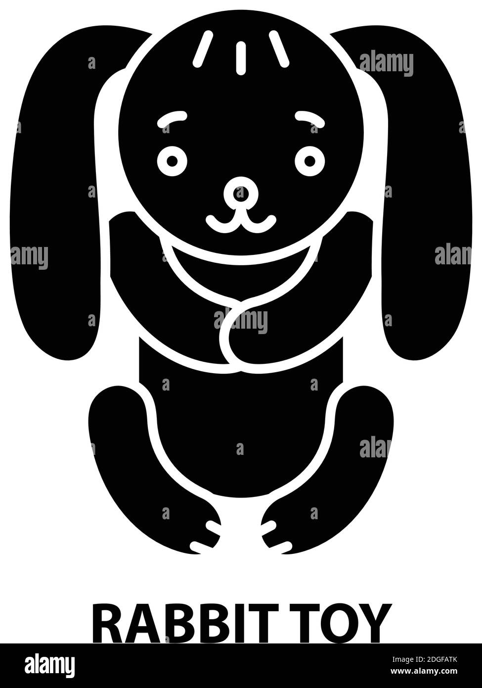 rabbit toy icon, black vector sign with editable strokes, concept ...