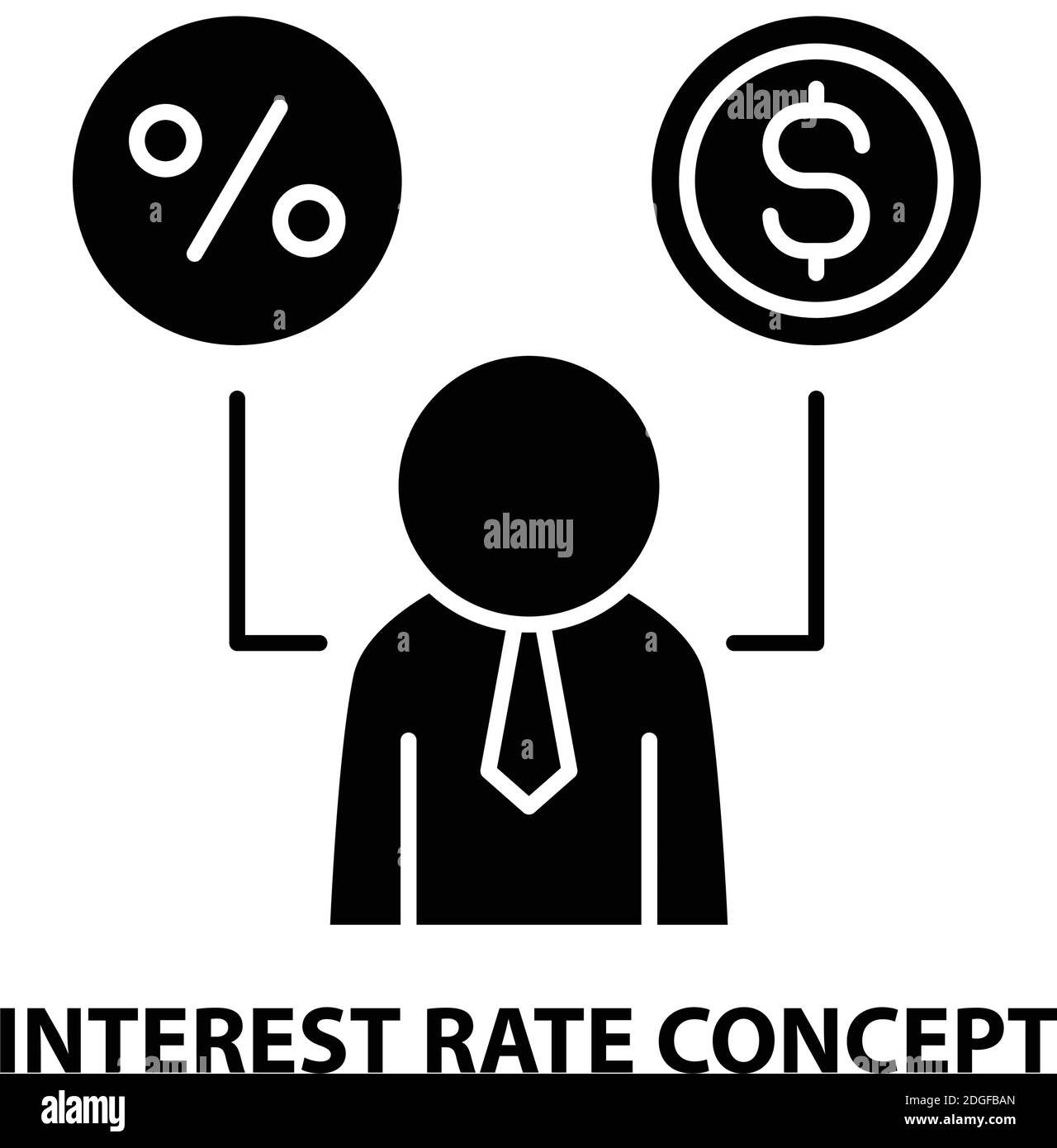 interest rate concept icon, black vector sign with editable strokes