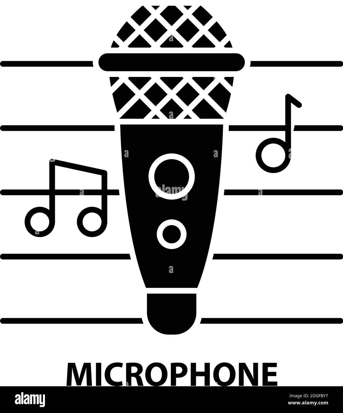microphone icon, black vector sign with editable strokes, concept ...