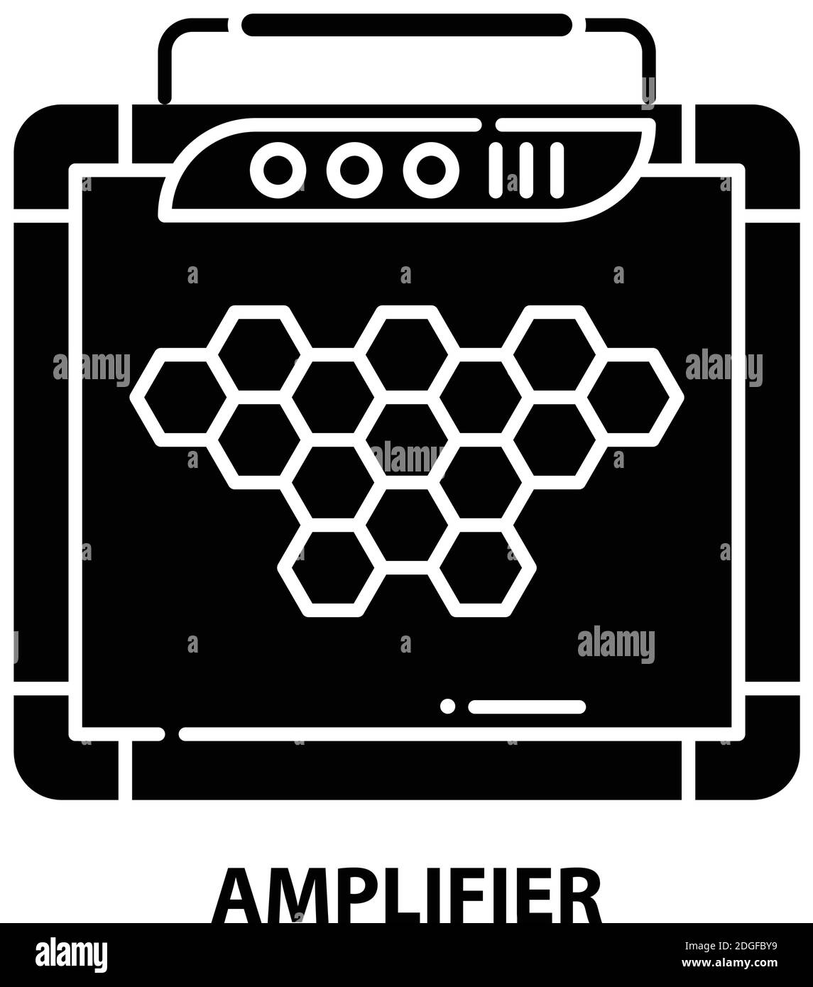 amplifier icon, black vector sign with editable strokes, concept illustration Stock Vector