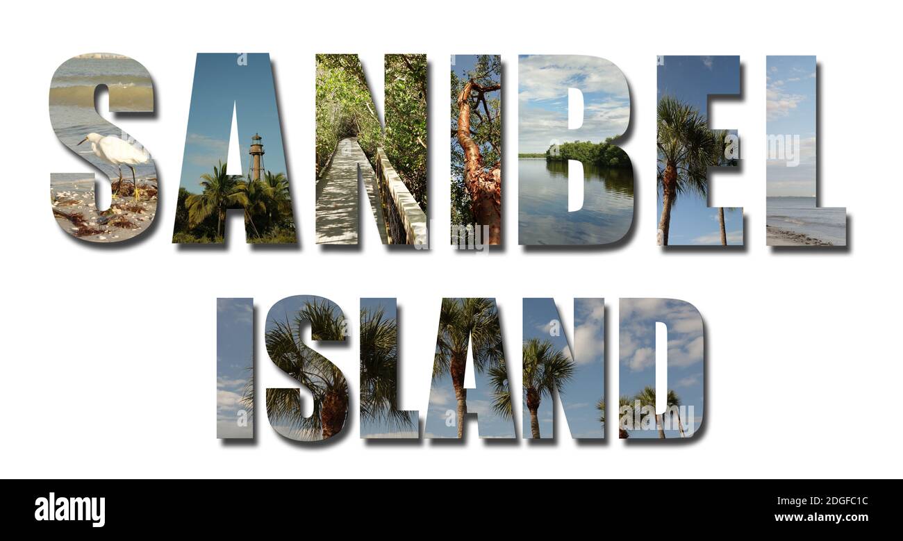 Collage of Sanibel Island Florida Stock Photo