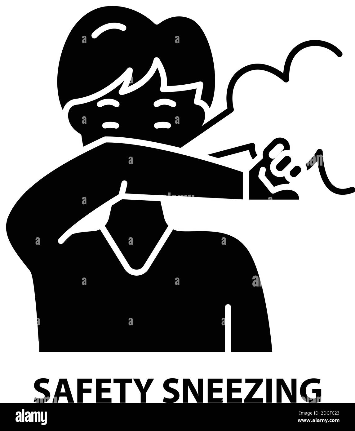 safety sneezing icon, black vector sign with editable strokes, concept