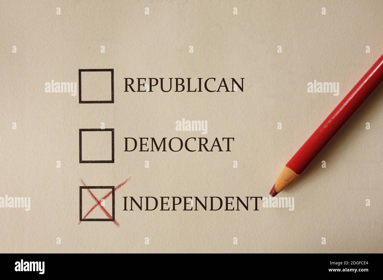 Republican Democrat and Independent voting form Stock Photo