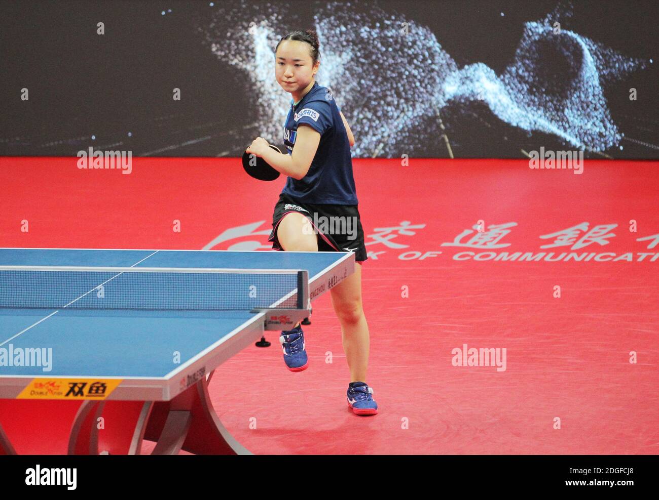 Japanese table tennis player Mima Ito plays against Chinese table