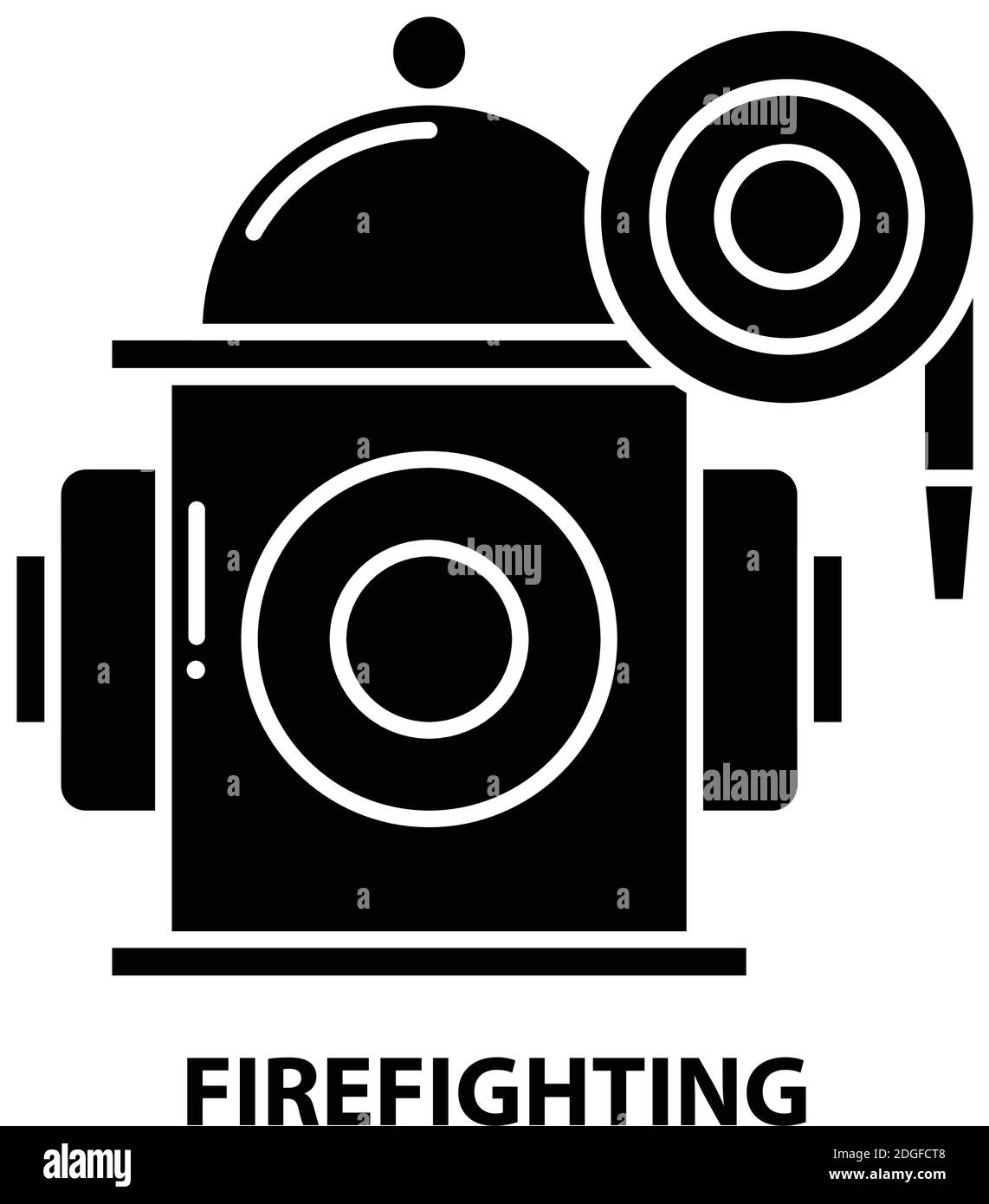 firefighting icon, black vector sign with editable strokes, concept illustration Stock Vector