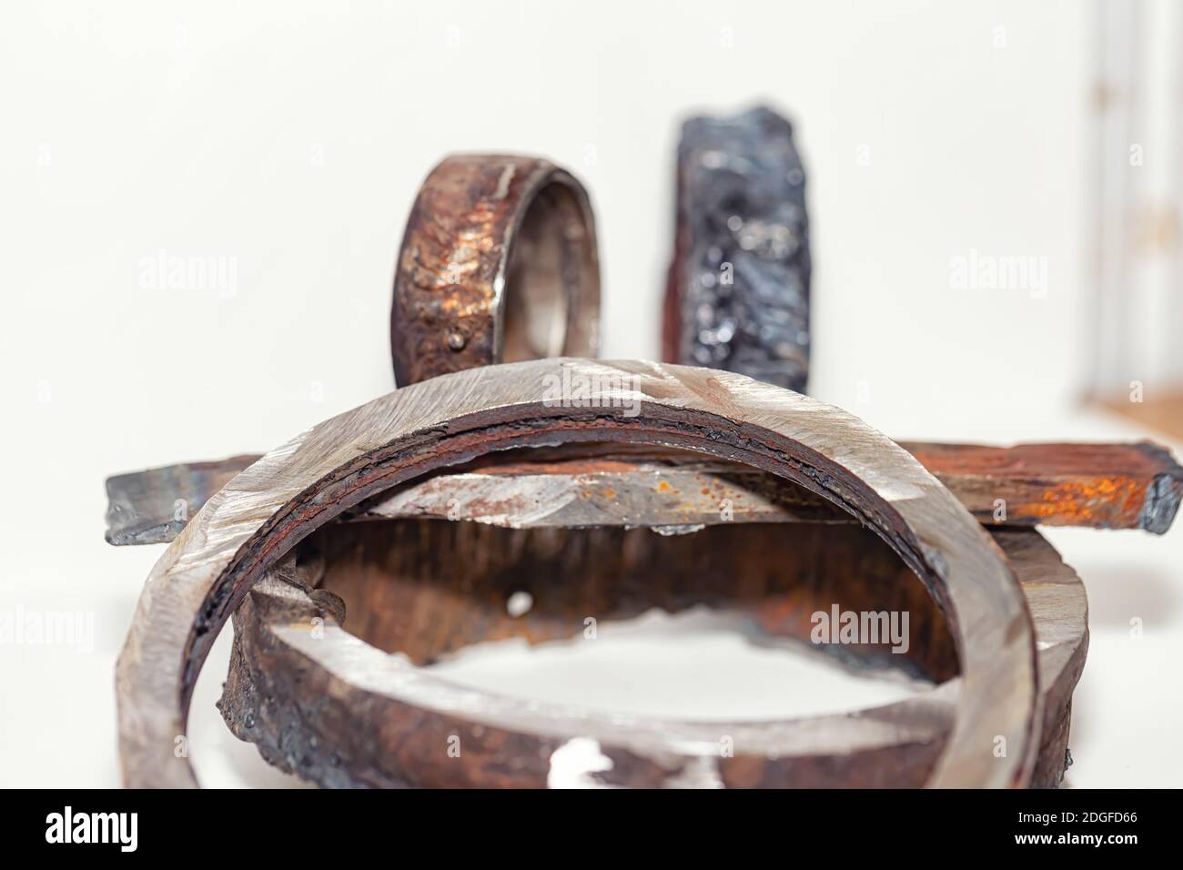 Mechanical cut out defective welds Stock Photo