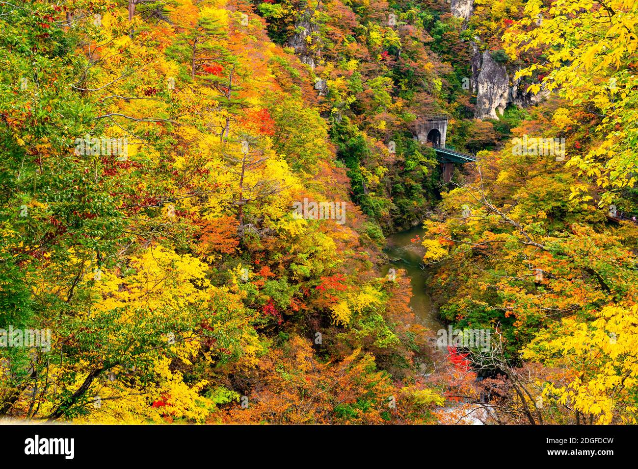 Beautiful autumn color at the Naruko Gorge Stock Photo