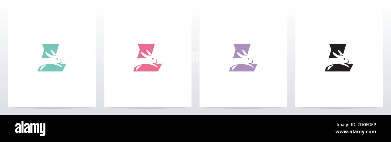 Rabbit Running On Letter Logo Design L Stock Vector