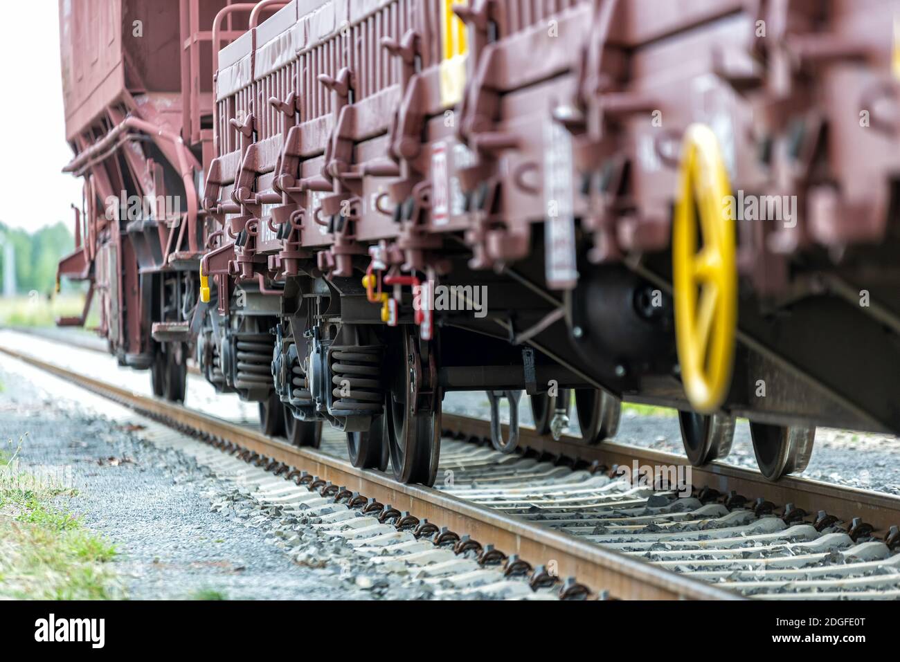 Freight train at a shunt yard Stock Photo