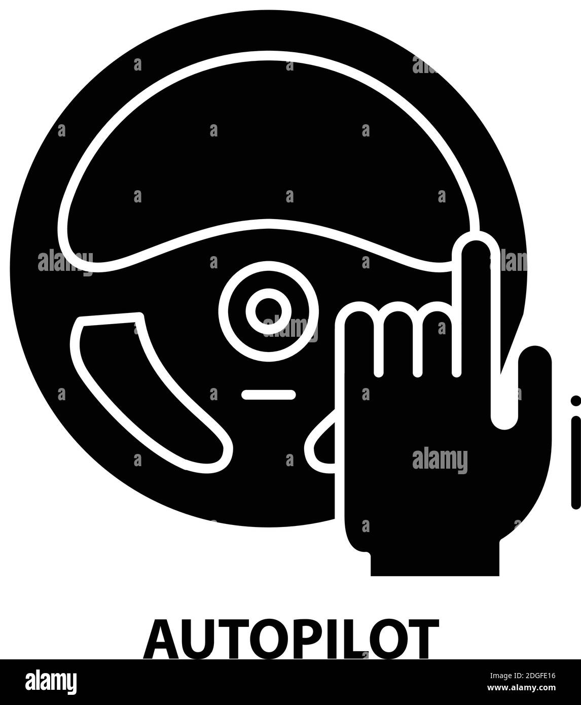 autopilot icon, black vector sign with editable strokes, concept