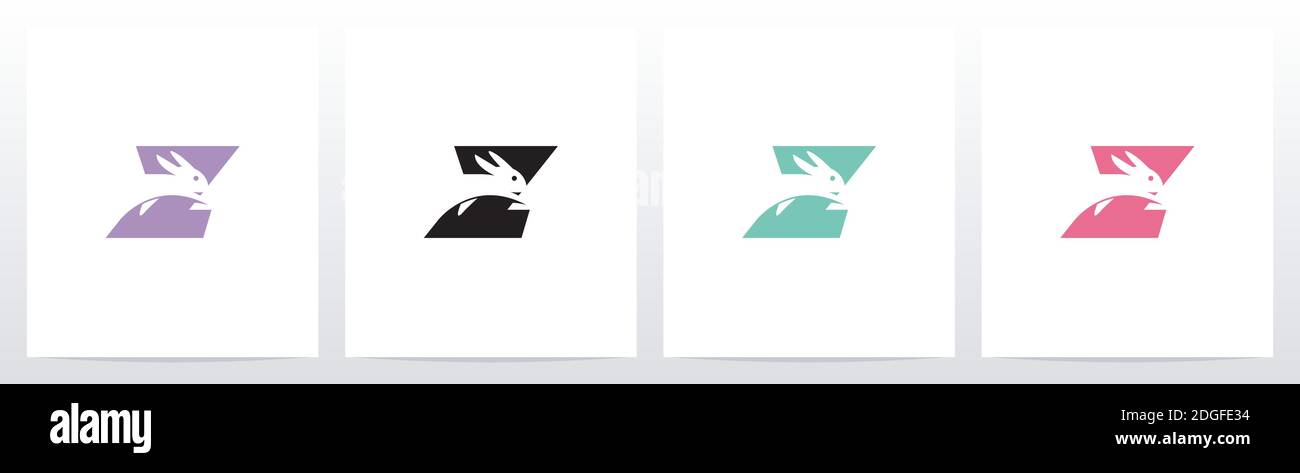 Rabbit Running On Letter Logo Design Z Stock Vector