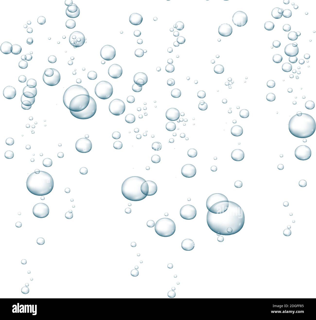 Blue fizzy bubbles. Sparkles underwater stream in water, sea, aquarium. Fizzy pop and