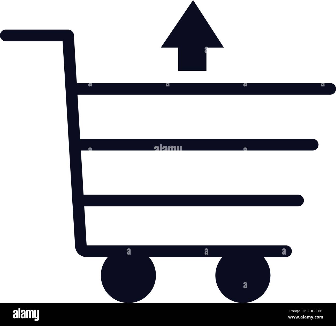 shopping cart trolley with horizontal lines supermarket line style icon vector illustration