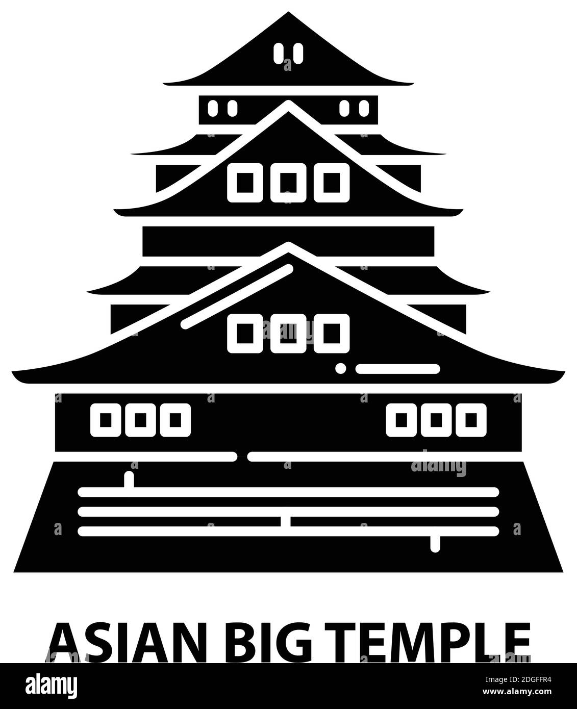 asian big temple icon, black vector sign with editable strokes, concept illustration Stock Vector