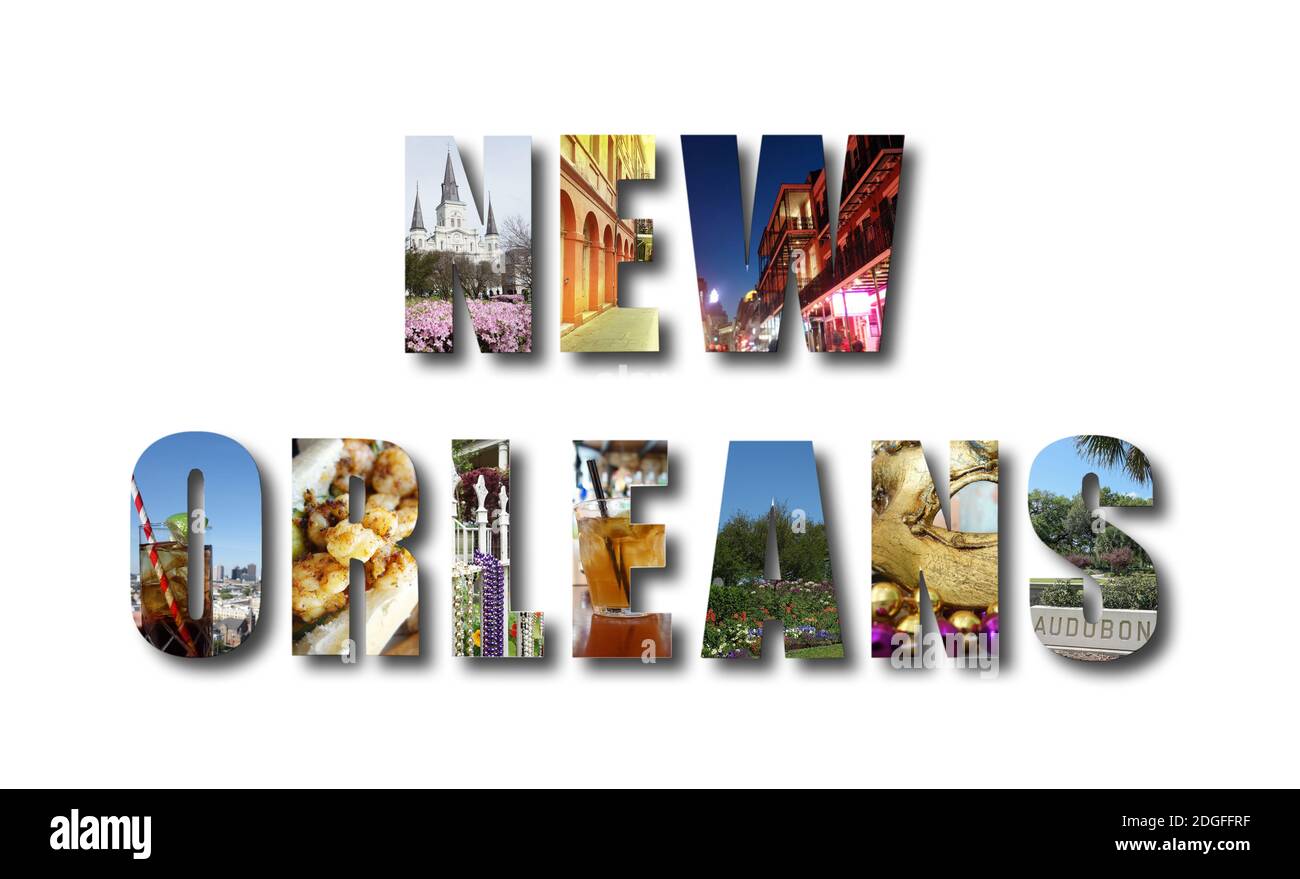 New Orleans collage banner on white Stock Photo