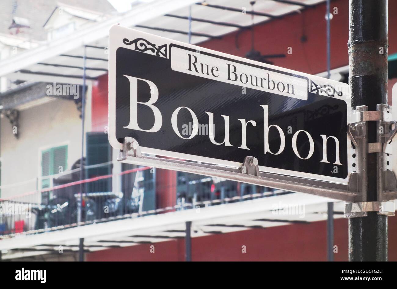 Bourbon Street in New Orleans famous French Quarter Stock Photo
