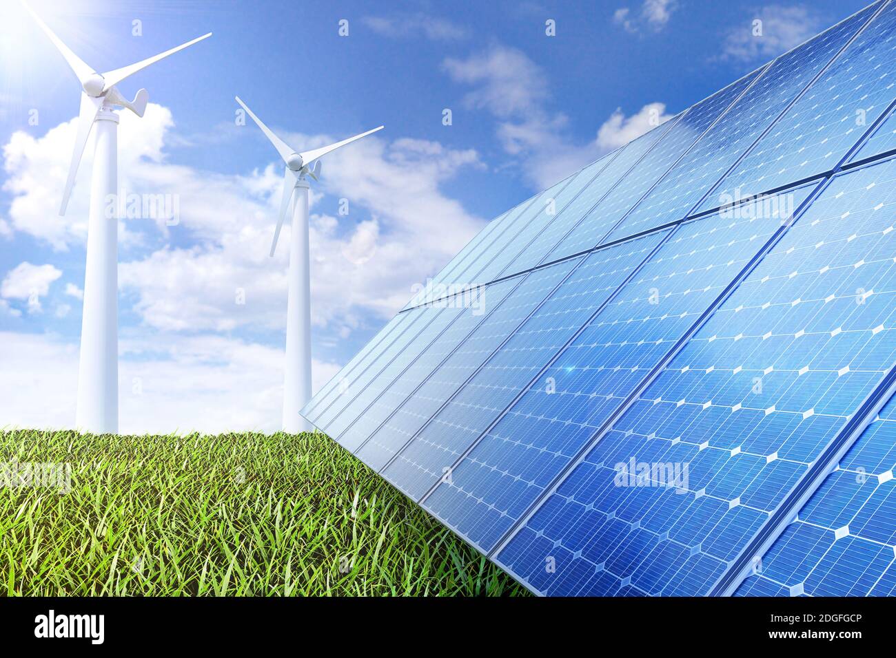 Solar panel panels and wind turbines hi-res stock photography and ...