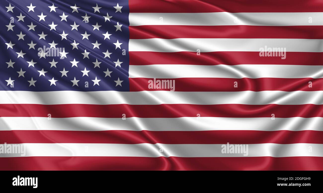 Flag of the United States of America in the wind in 3D illustration ...