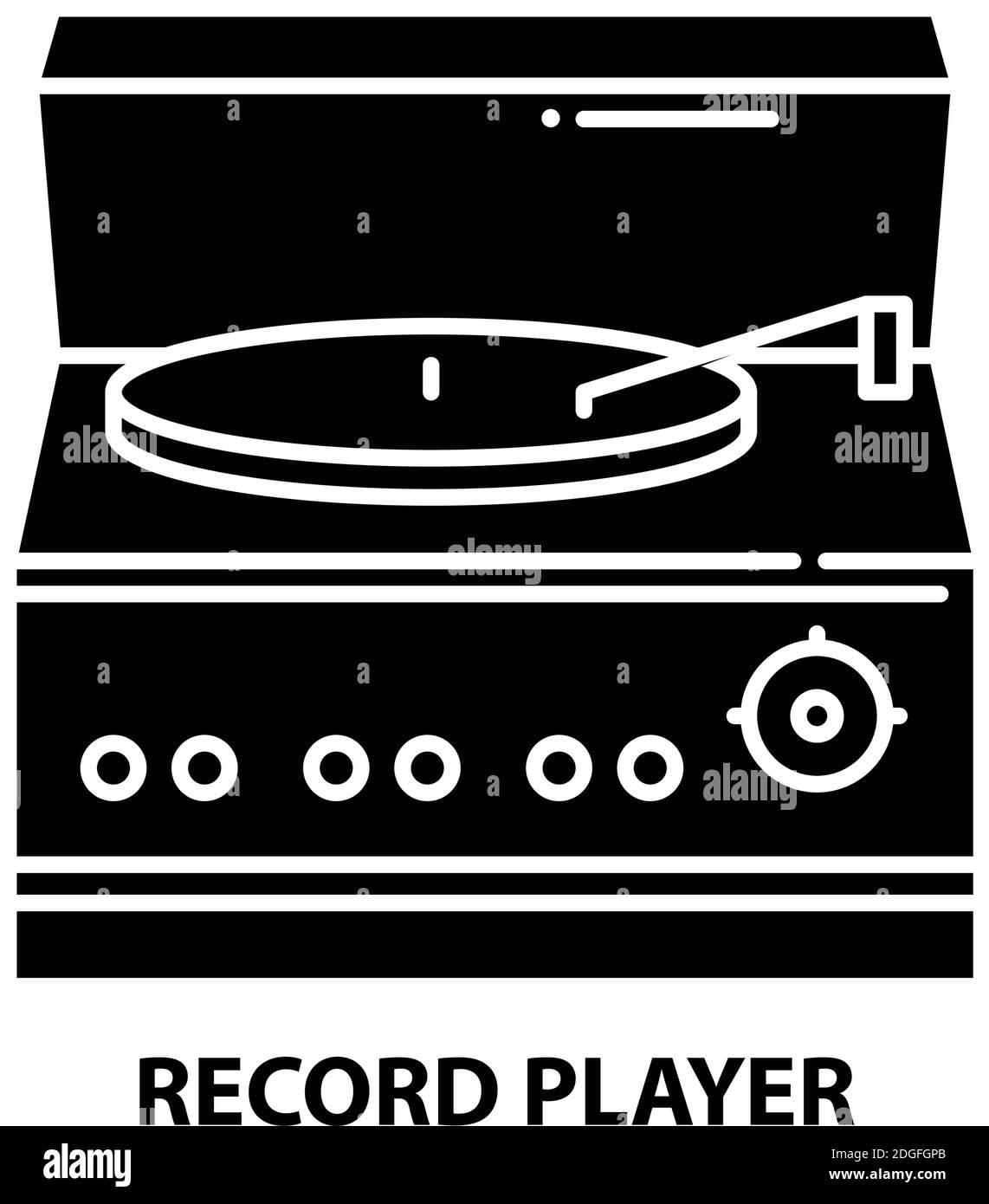 record player symbol icon, black vector sign with editable strokes