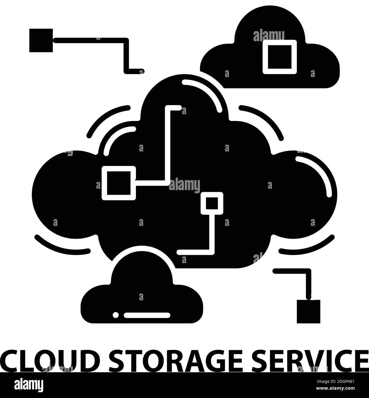 cloud storage service icon, black vector sign with editable strokes, concept illustration Stock Vector
