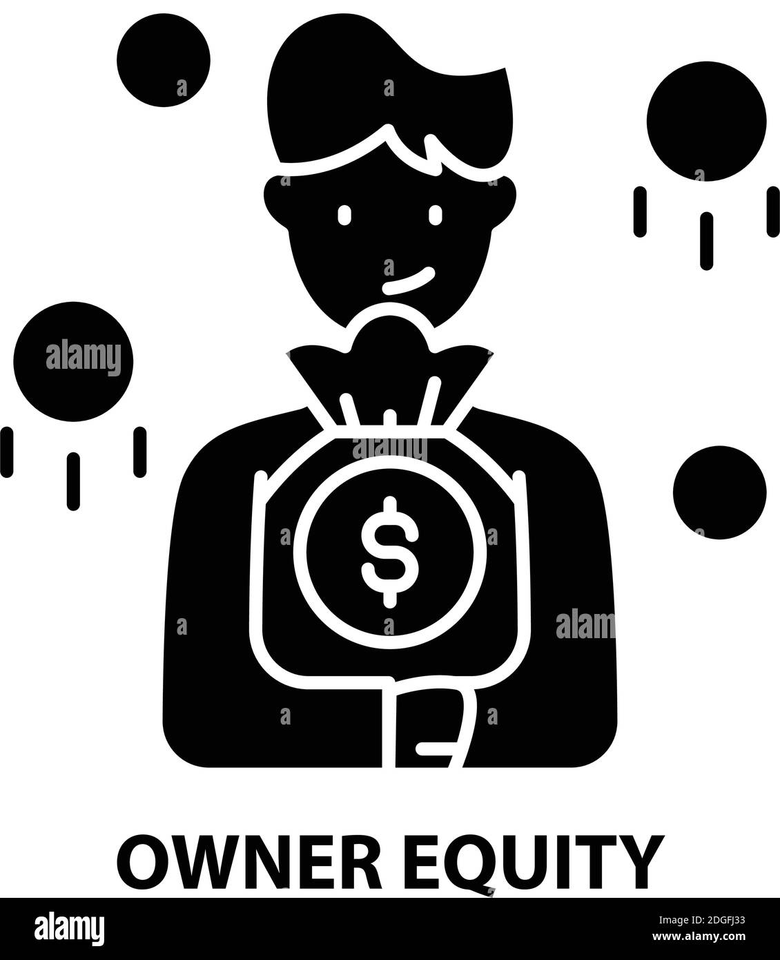 owner equity icon, black vector sign with editable strokes, concept illustration Stock Vector