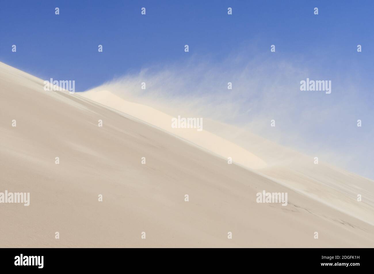 Dunes in Sandstorm at Skeleton Coast, Namib Desert, Namibia, Africa. Stock Photo