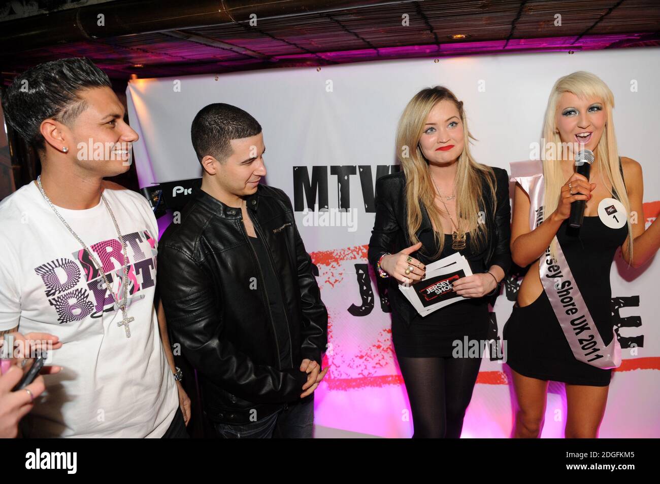 Pauly D and Vinnie judge the MTV Miss Jersey Shore UK contest at MTV's Jersey  Shore party to celebrate the new series held at Mahiki, London. It is their  first visit to