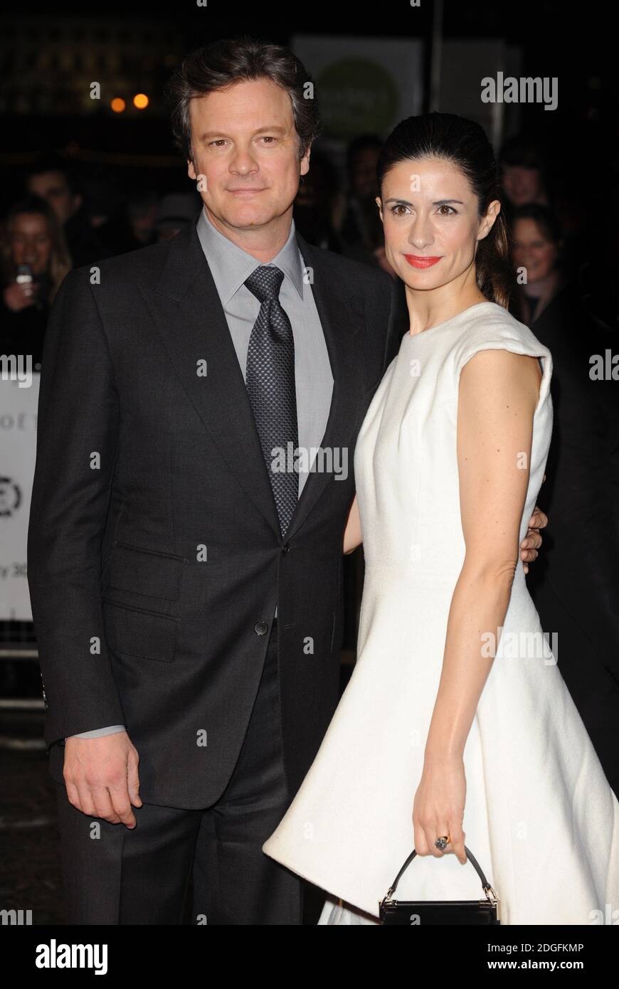 Colin Firth and wife Livia Gluggioli arrives at the 31st London Film Critics Circle Awards 2011, the BFl Southbank, London. Stock Photo